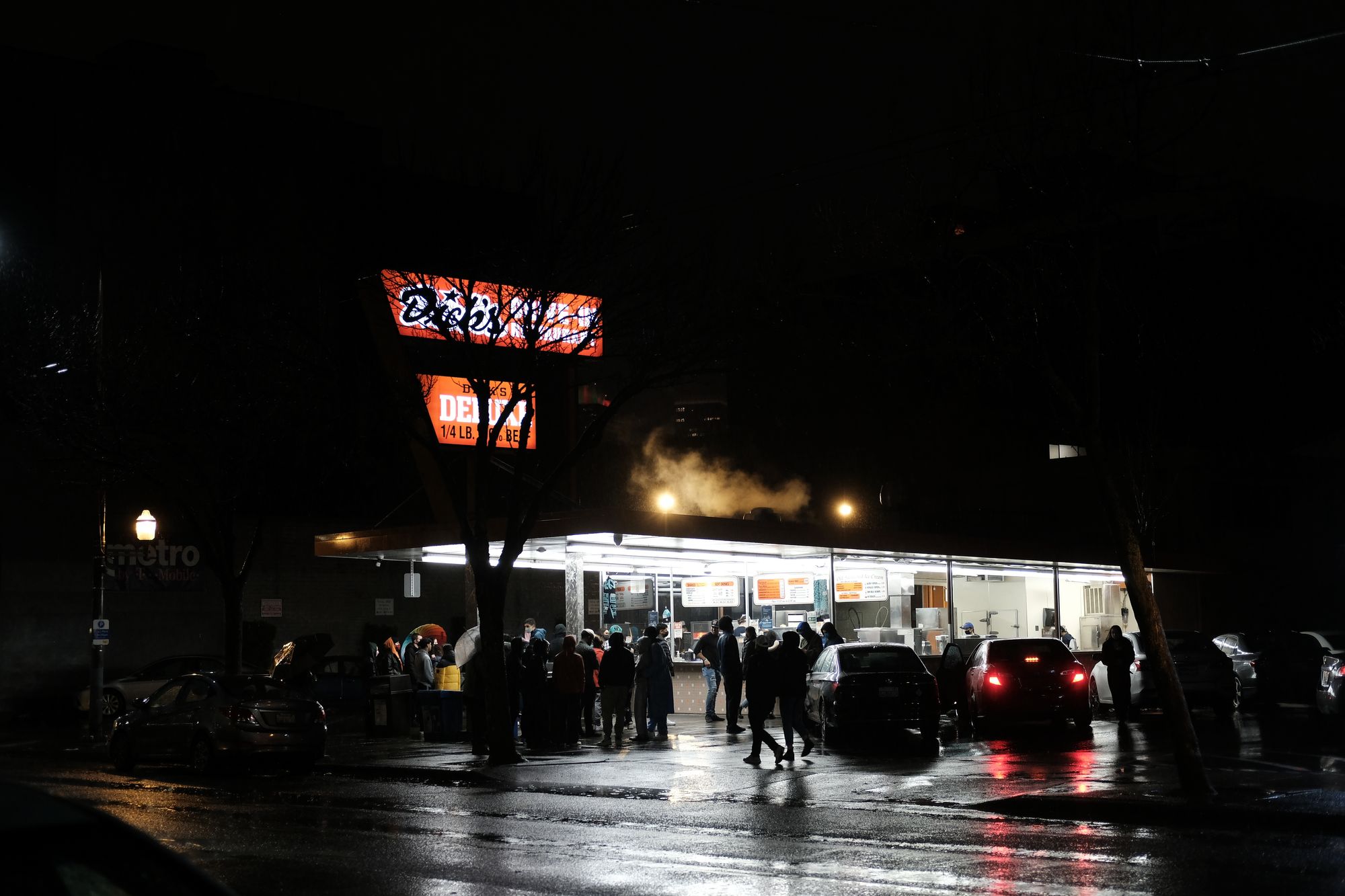 Rainy Night Dick's Burgers Capitol Hill Seattle