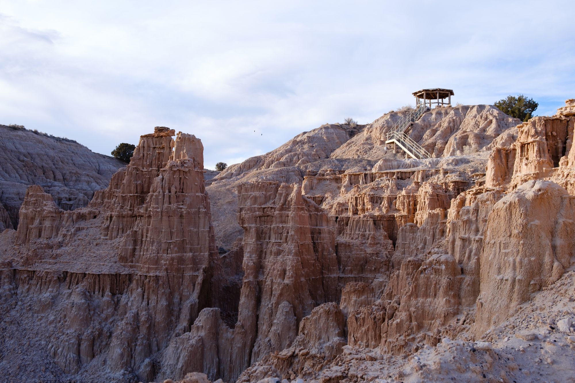 Red rock spires in the badlands of Miller Point, Cathedral Gorge State Park, Nevada.